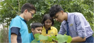 Kids with plants